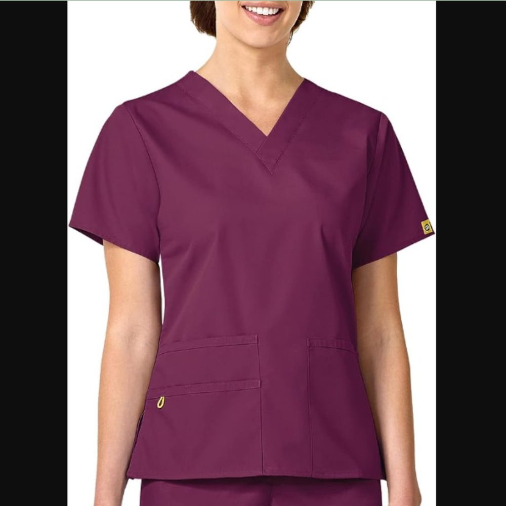 NEW / NWT - WonderWink Origins Bravo V-neck Scrub Tops EGGPLANT - Size 2XL
